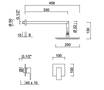 PABLOLUX - F9815WB-25 - Single handle shower mixer with overhead shower by Rubinetteria Giulini - view 3